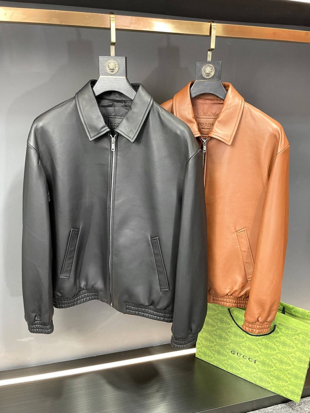 Prada Paris catwalk style leather jacket