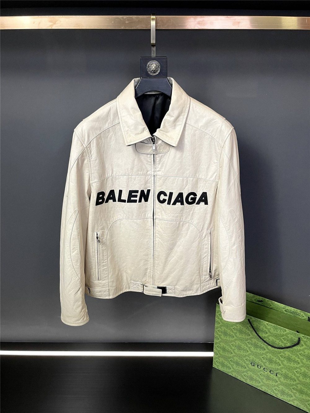 Balenciaga Paris catwalk style biker leather jacket