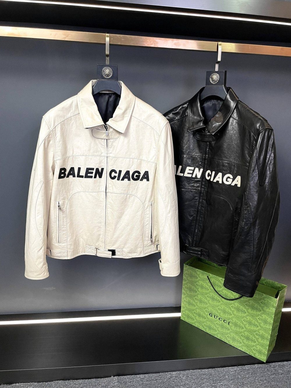 Balenciaga Paris catwalk style biker leather jacket