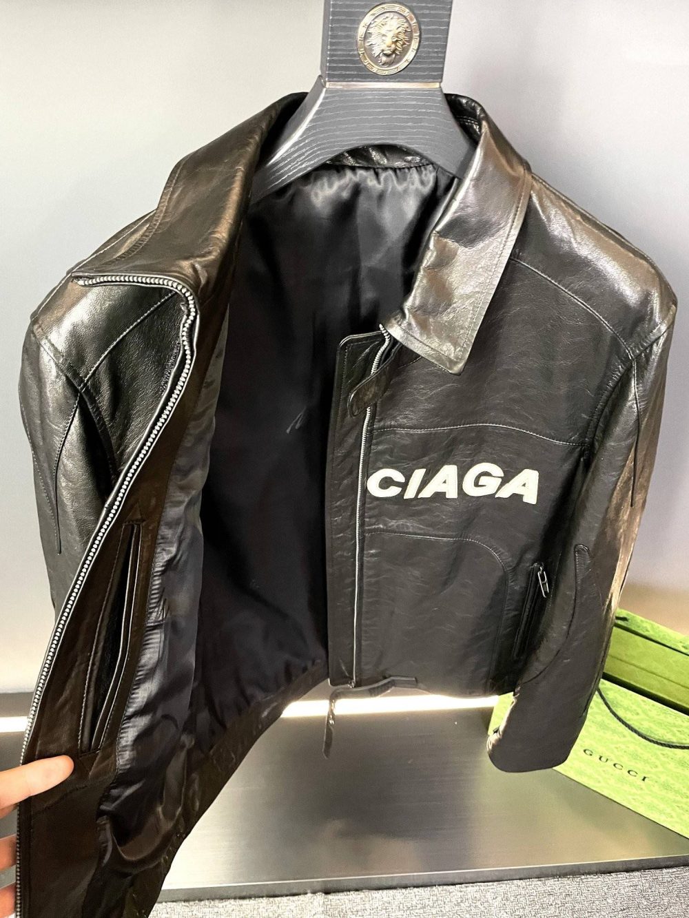 Balenciaga Paris catwalk style biker leather jacket