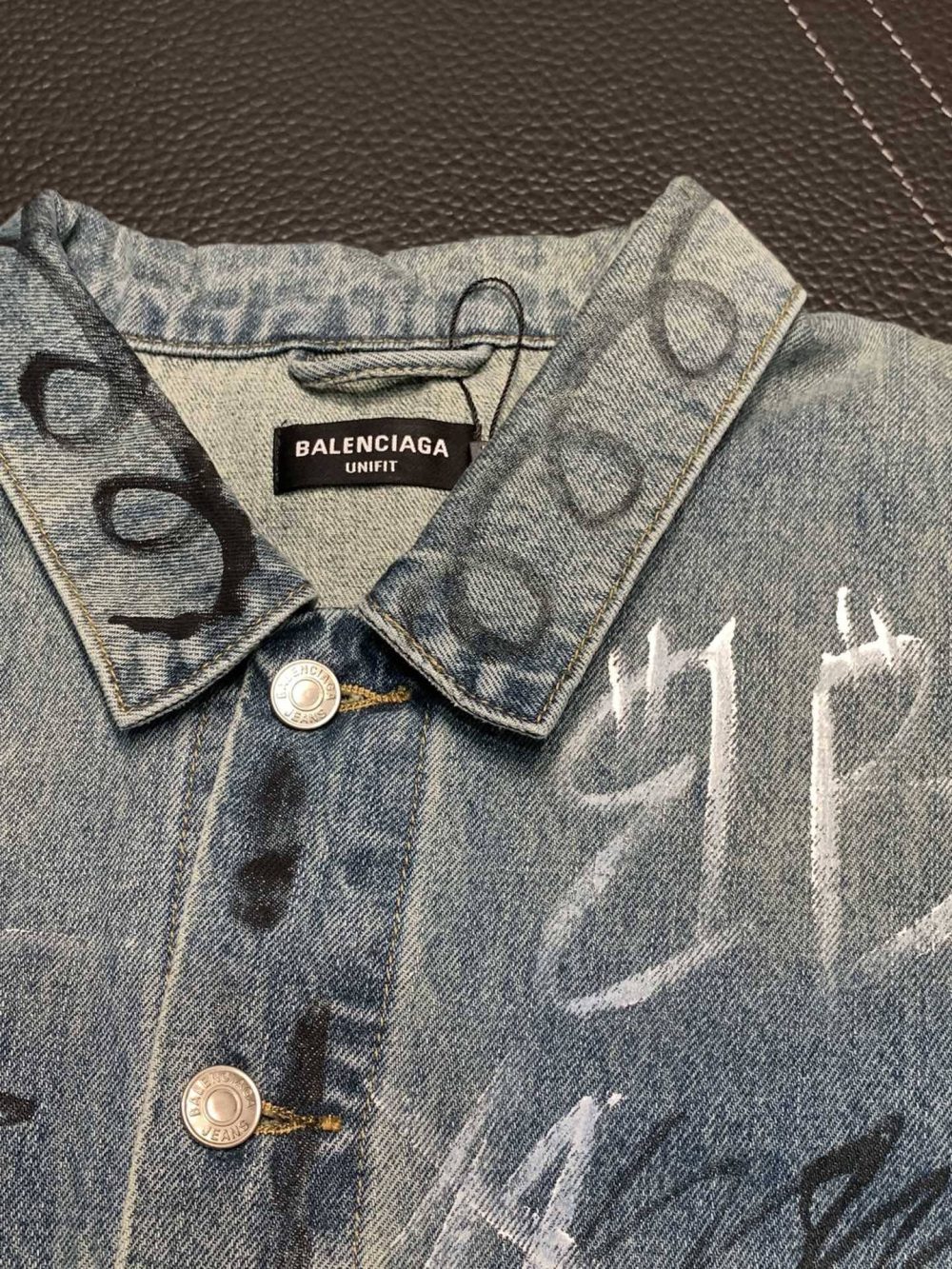 Balenciaga Lapel graffiti denim jacket