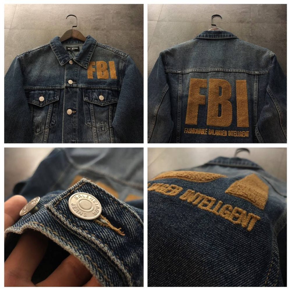 Balenciaga terry embroidered denim jacket