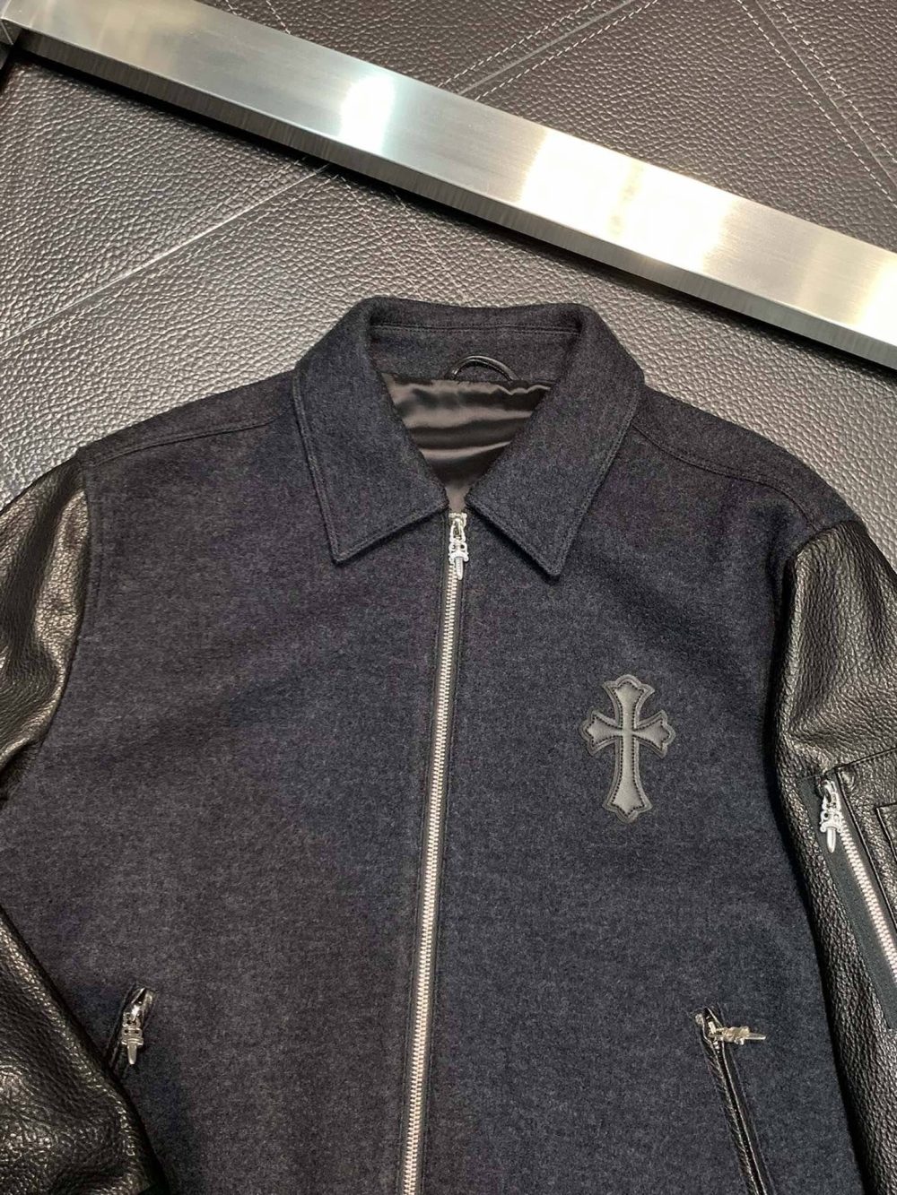 Chrome Hearts patchwork leather jacket