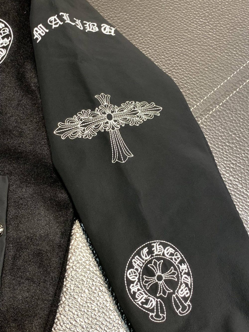 Chrome Hearts Embroidered patchwork wool baseball jacket