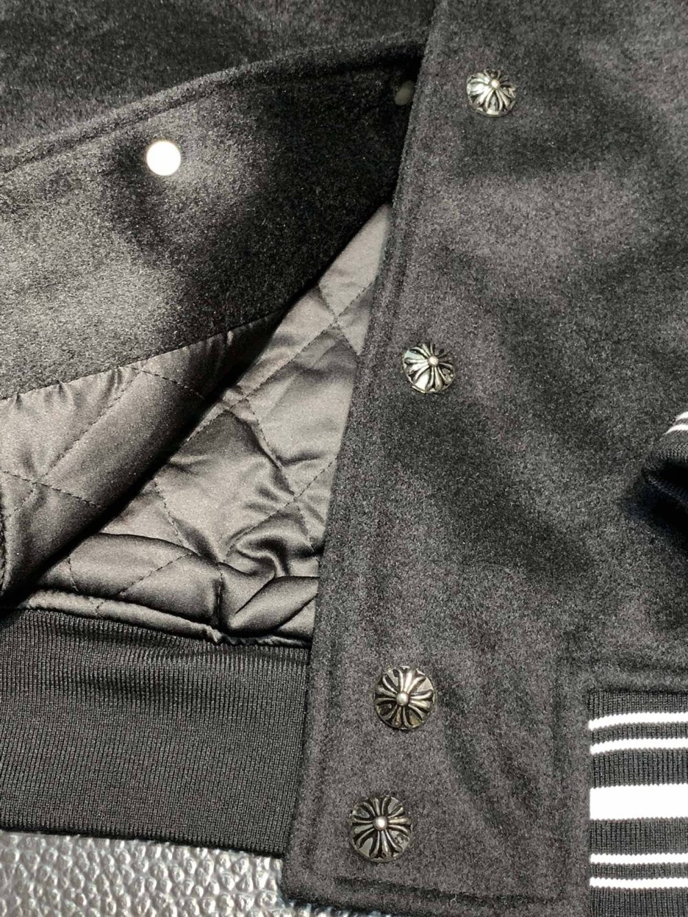 Chrome Hearts Embroidered patchwork wool baseball jacket