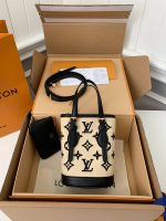 Louis Vuitton New Lafite Cotton Embroidered NANO BUCKET Handbag M82418 Size: 13 * 17 * 9cm