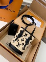 Louis Vuitton New Lafite Cotton Embroidered NANO BUCKET Handbag M82418 Size: 13 * 17 * 9cm