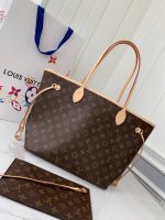 Louis Vuitton NEVERFULL Apricot Medium Shopping Bag M40995, Top Quality Size: 31 * 28 * 14cm