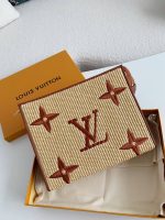 Louis Vuitton Toiletry Pouch 26 Monogram Raffia Tan M80351，Top Quality  Size:25*20*5.5cm