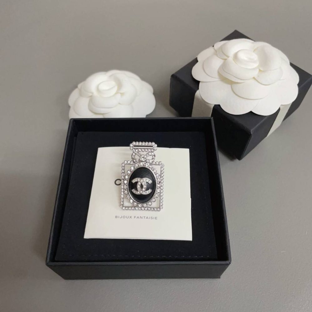 Chanel lambskin perfume bottle brooch