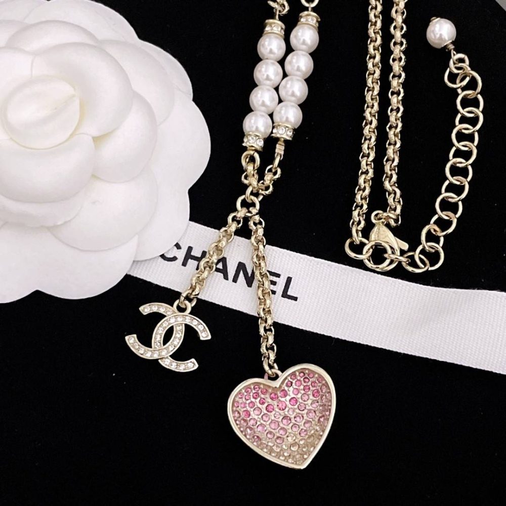 Chanel Double Pendant Heart Necklace