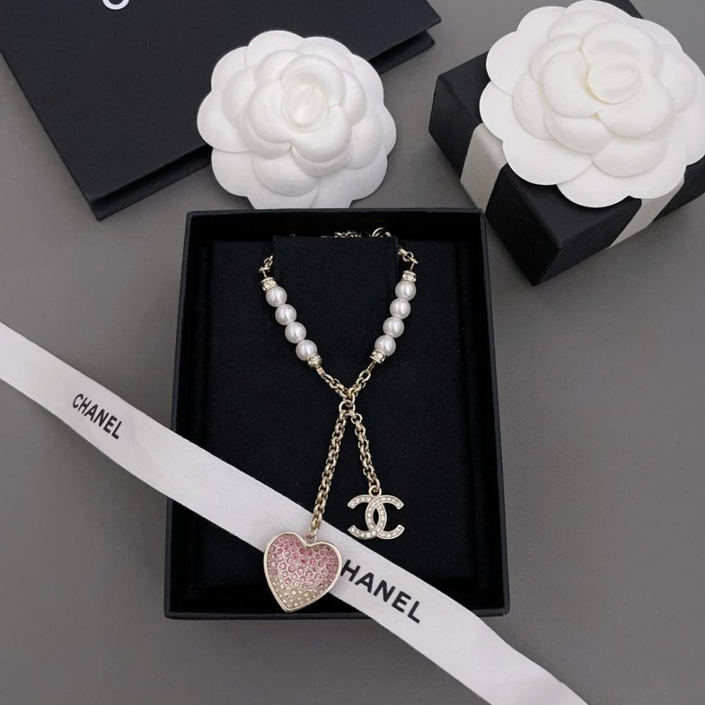 Chanel Double Pendant Heart Necklace