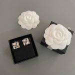 Chanel Square Pearl Stud Earrings