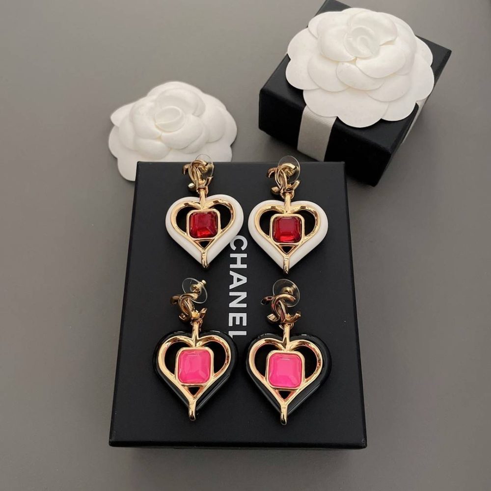 Chanel Heart Stud Earrings