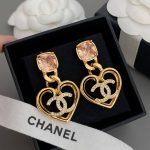 Chanel Square Diamond Heart Stud Earrings