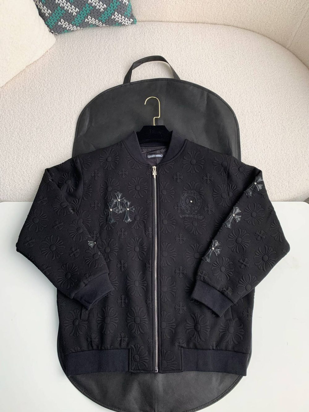 Chrome Hearts Embroidered patchwork wool baseball jacket