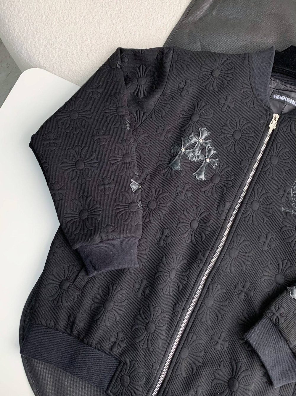 Chrome Hearts Embroidered patchwork wool baseball jacket