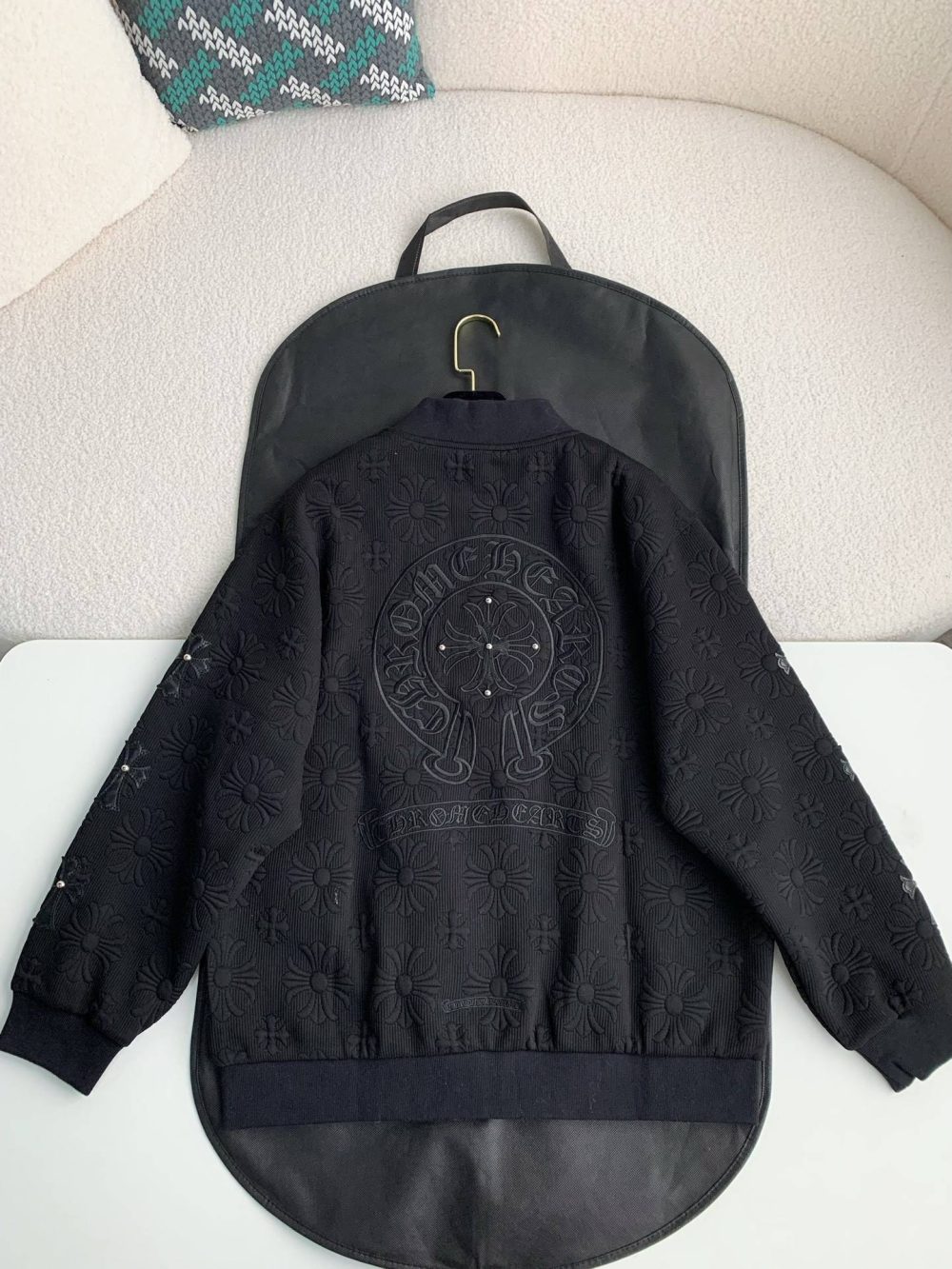 Chrome Hearts Embroidered patchwork wool baseball jacket