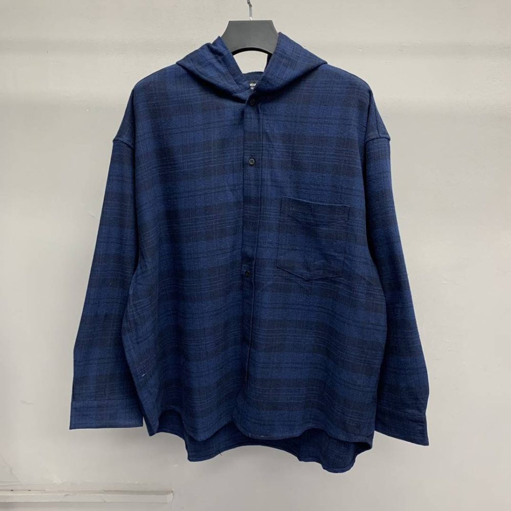 Balenciaga plaid shirt hooded jacket