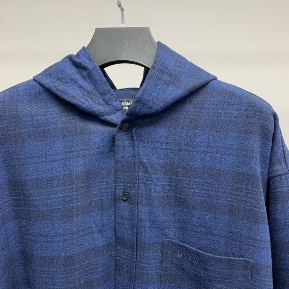 Balenciaga plaid shirt hooded jacket