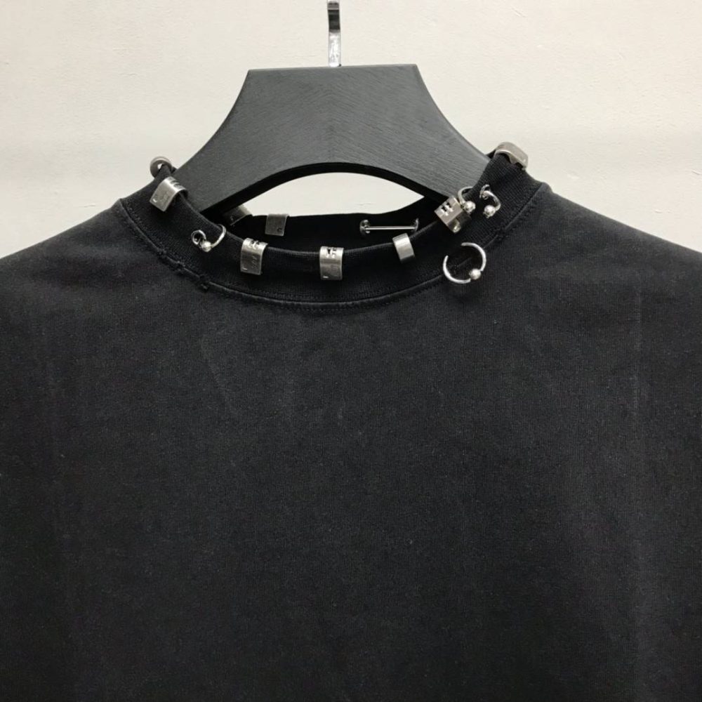 Balenciaga neckline hardware perforated T-shirt