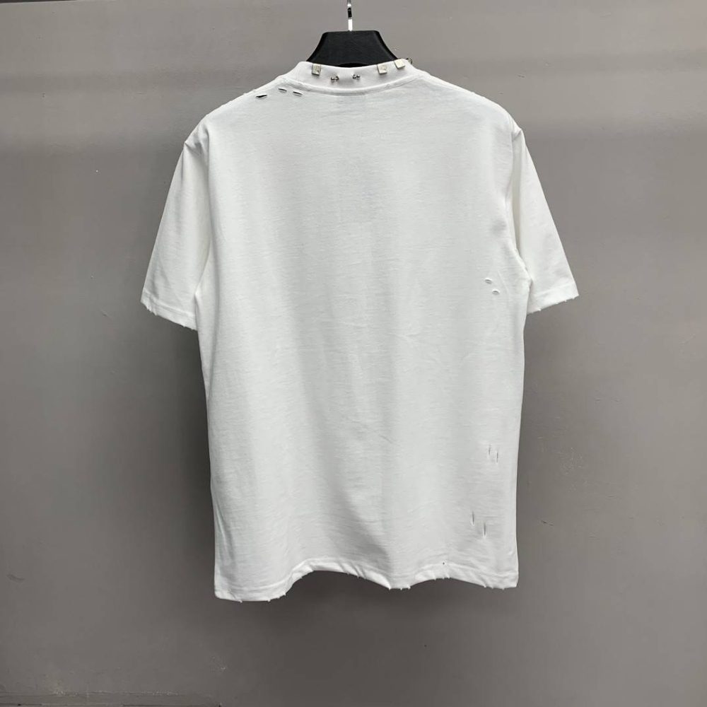 Balenciaga neckline hardware perforated T-shirt