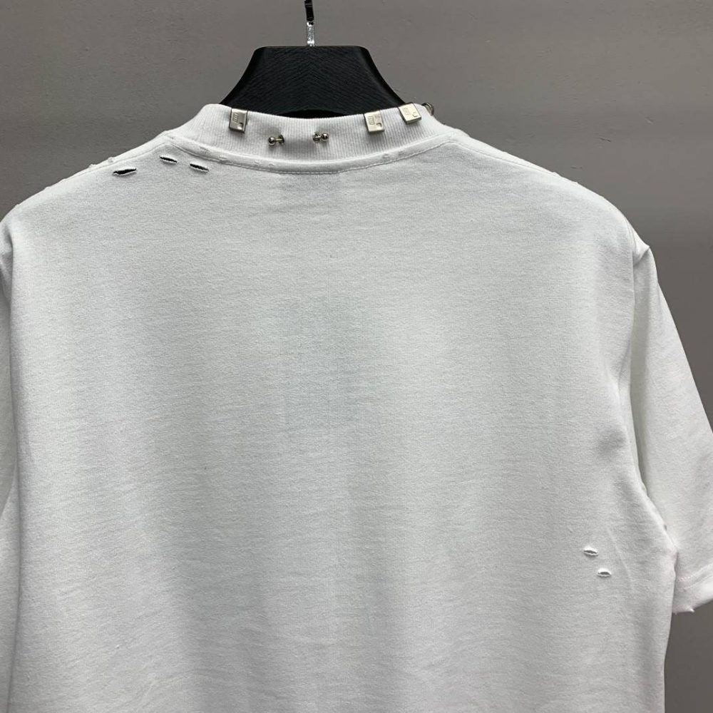 Balenciaga neckline hardware perforated T-shirt