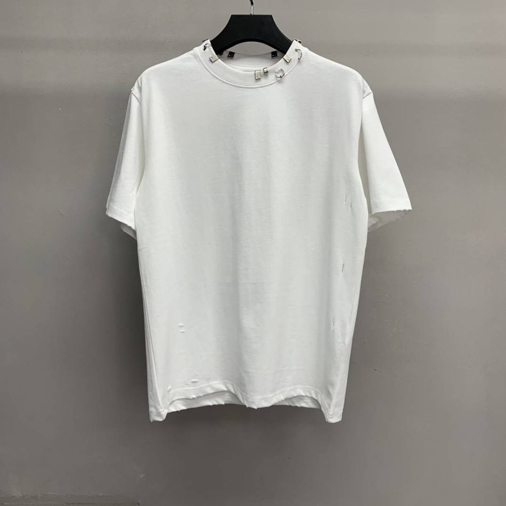 Balenciaga neckline hardware perforated T-shirt