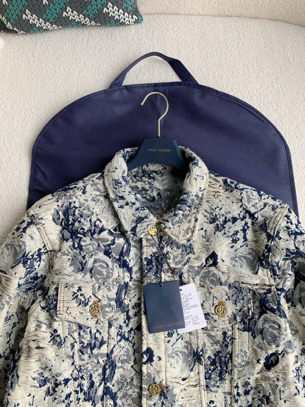 Louis Vuitton Classic Logo printed all over patchwork denim jacket