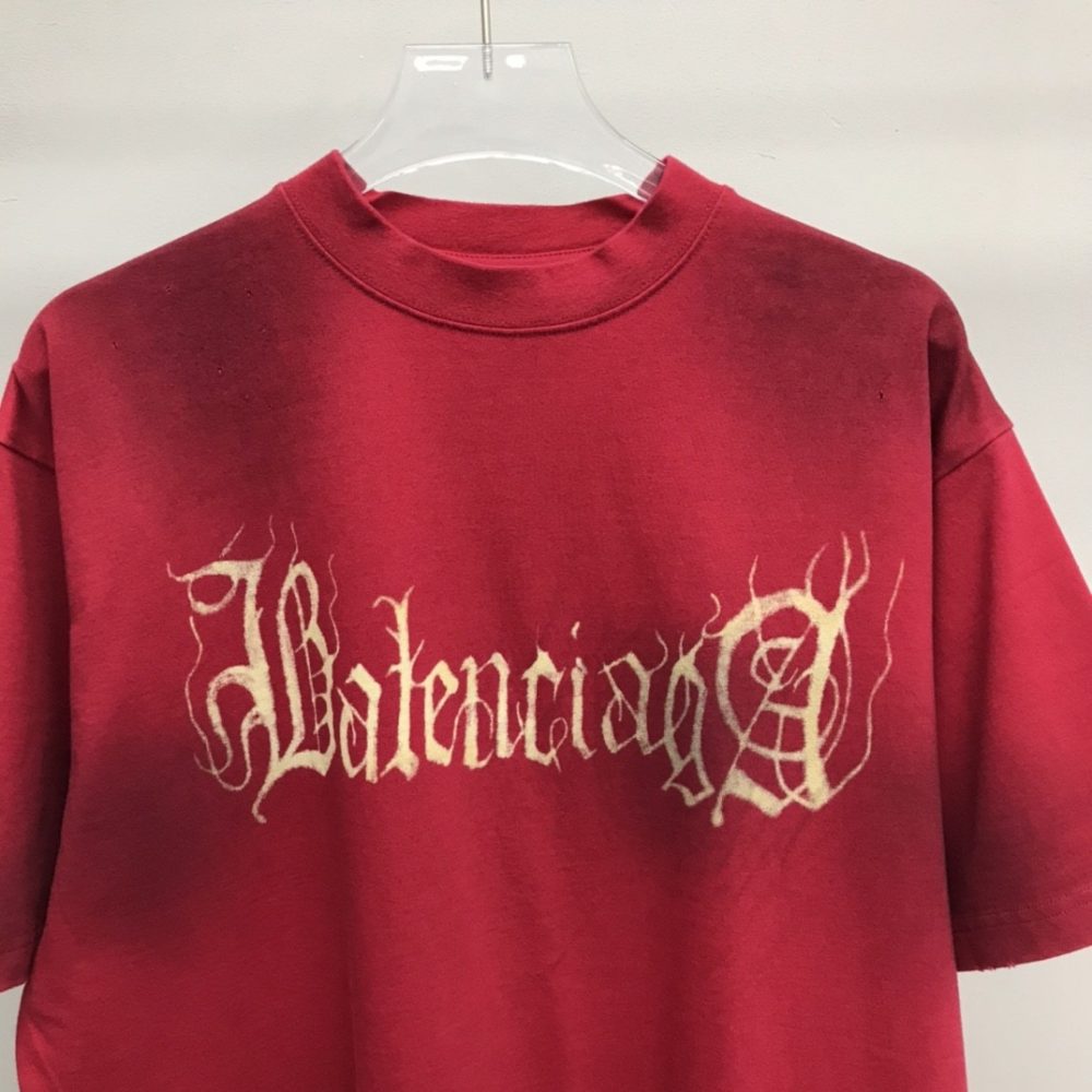 Balenciaga Sanskrit lettering industrial paint T-shirt