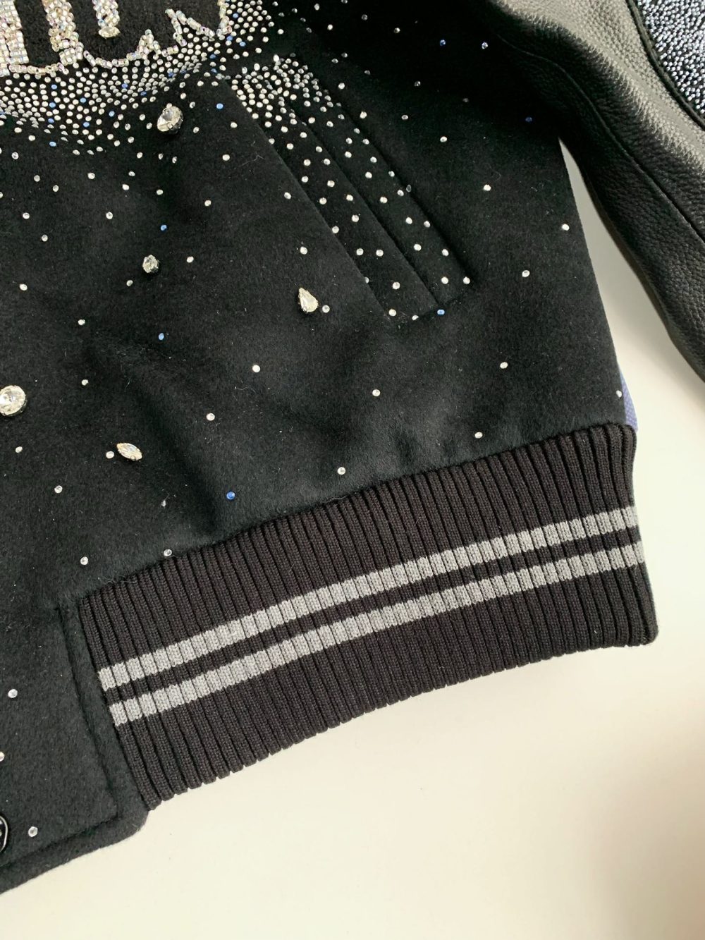 Louis Vuitton FW23 lettered beaded embroidered leather jacket