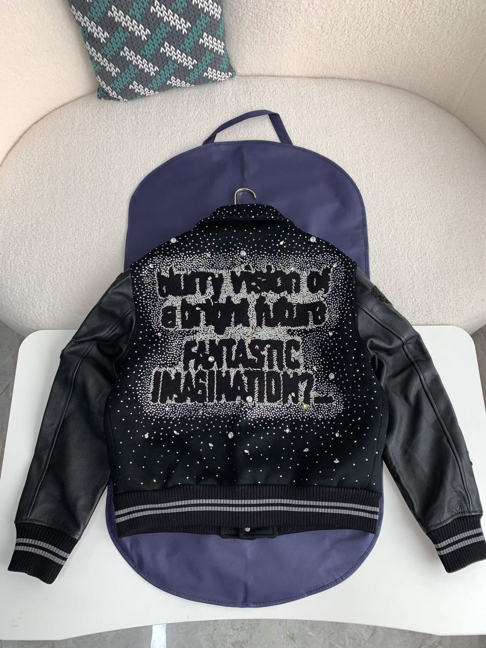 Louis Vuitton FW23 lettered beaded embroidered leather jacket