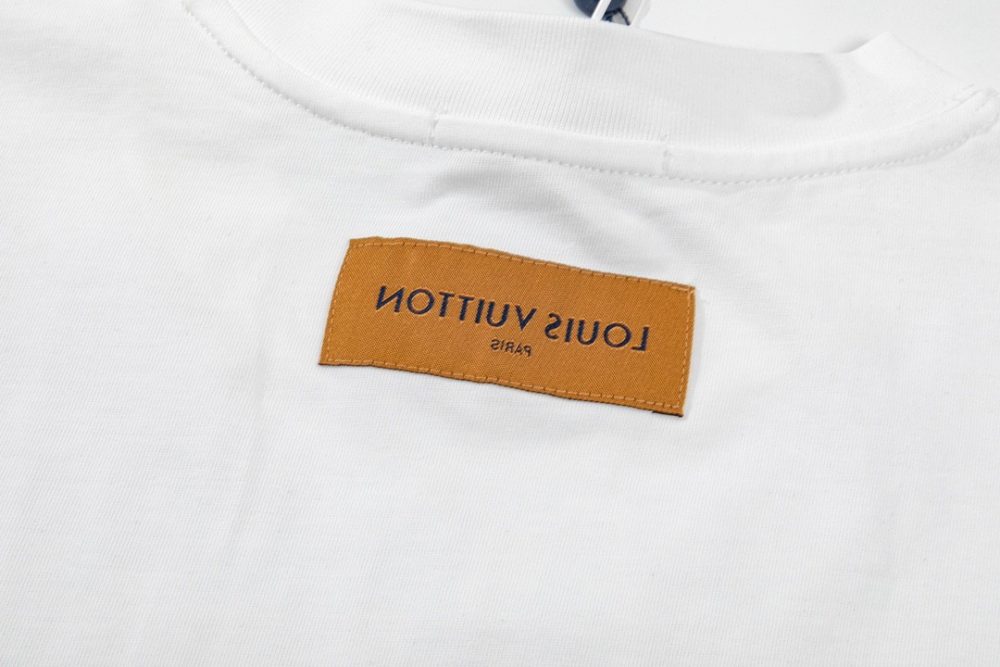 Louis Vuitton 23ss small plane full print pattern gold classic T-shirt