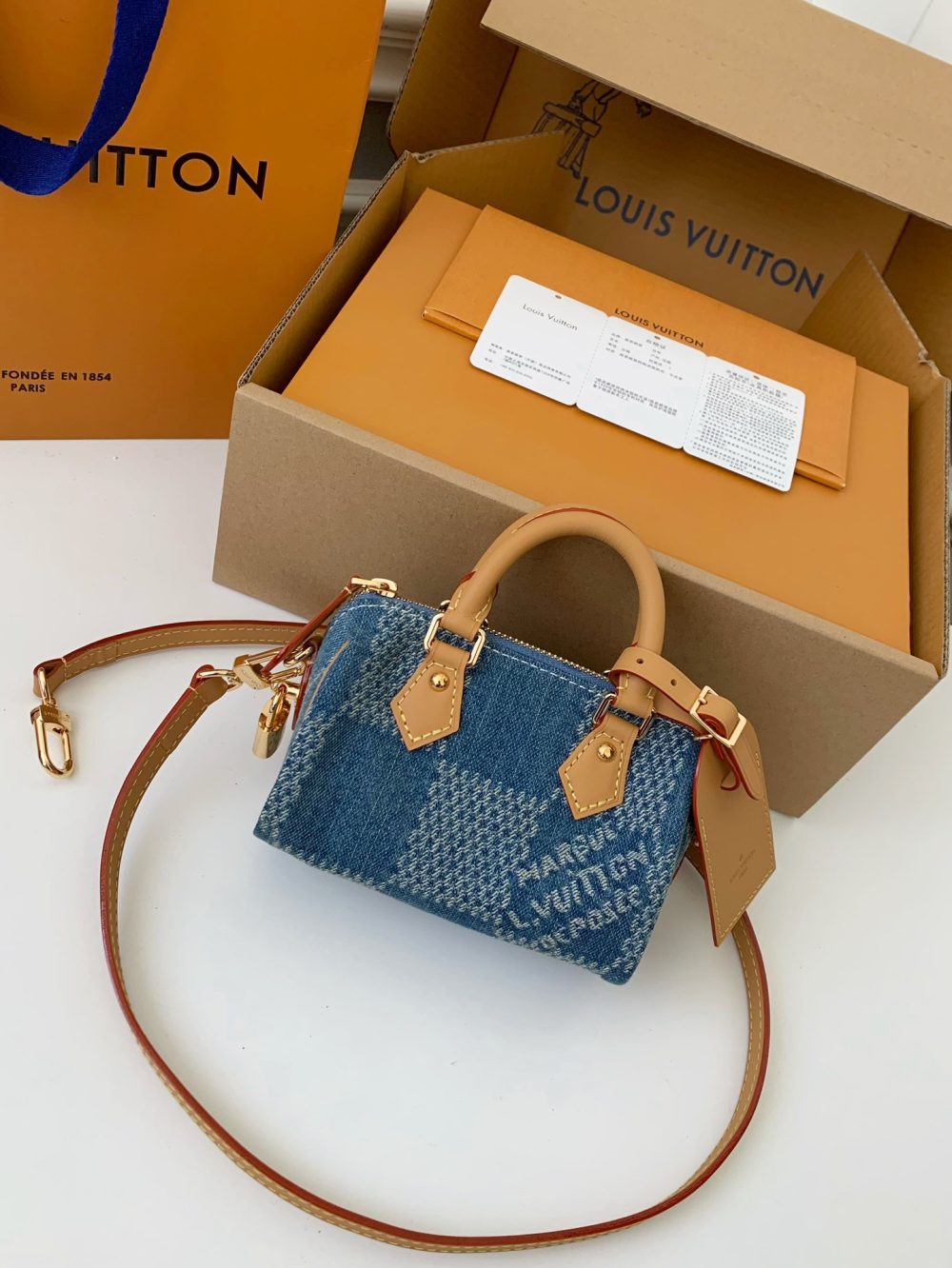 Louis Vuitton The new SPEEDY 18bandouli ère tannin denim handbag  N40682  Size：18*12*10cm