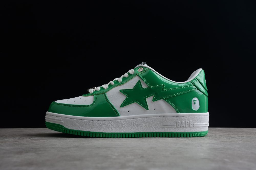 Bape Sta Low-Top Green And White Sneakers