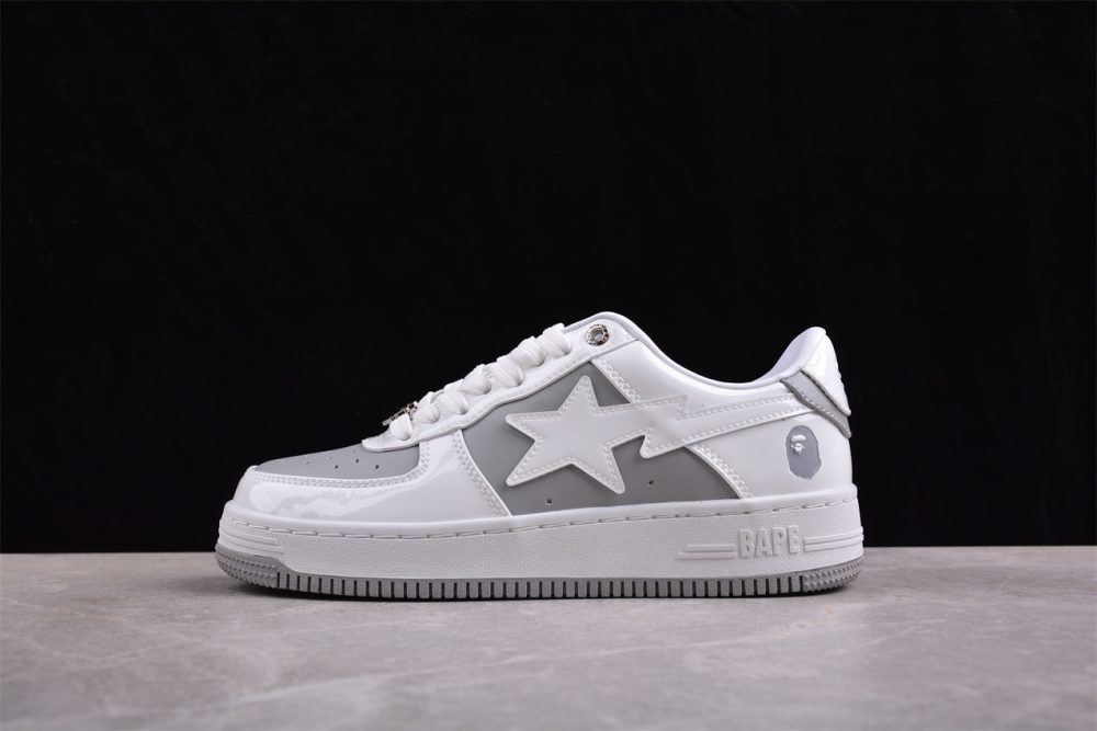 Bape Sta Low-Top Sneakers In White And Grey