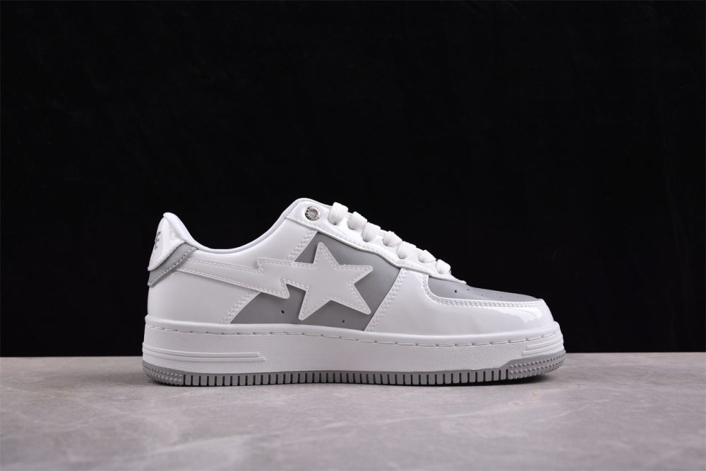 Bape Sta Low-Top Sneakers In White And Grey