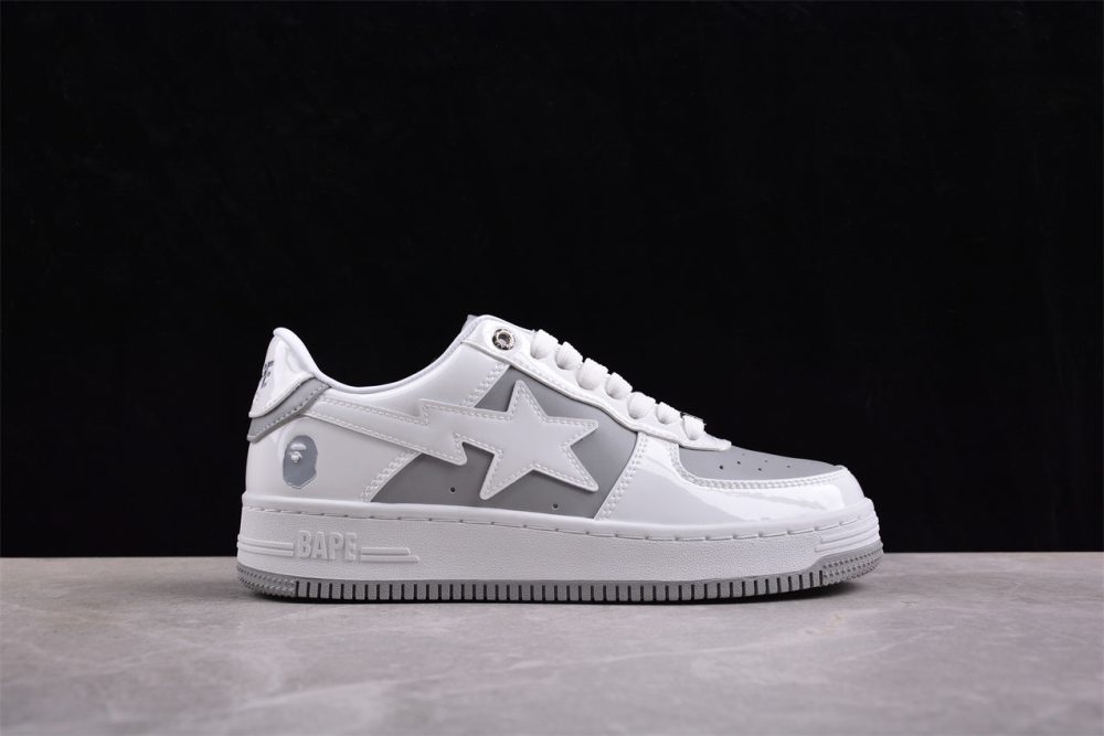 Bape Sta Low-Top Sneakers In White And Grey