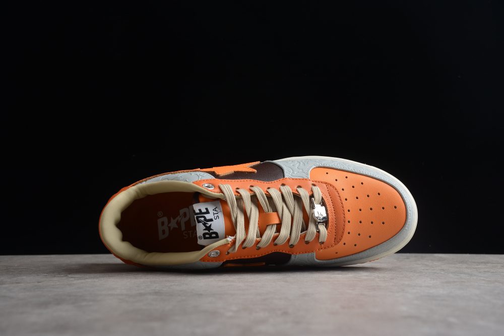 Bape Sta Low-Top Orange And Grey Sneakers