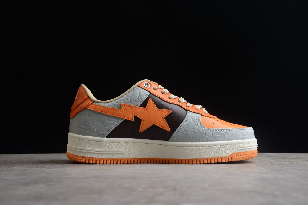 Bape Sta Low-Top Orange And Grey Sneakers