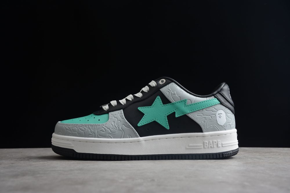 Bape Sta Low-Top Aqua And Grey Sneakers