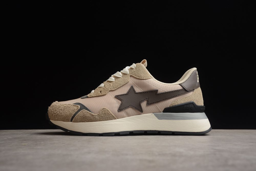 Bape Sta Retro Runner Beige And Brown Sneakers