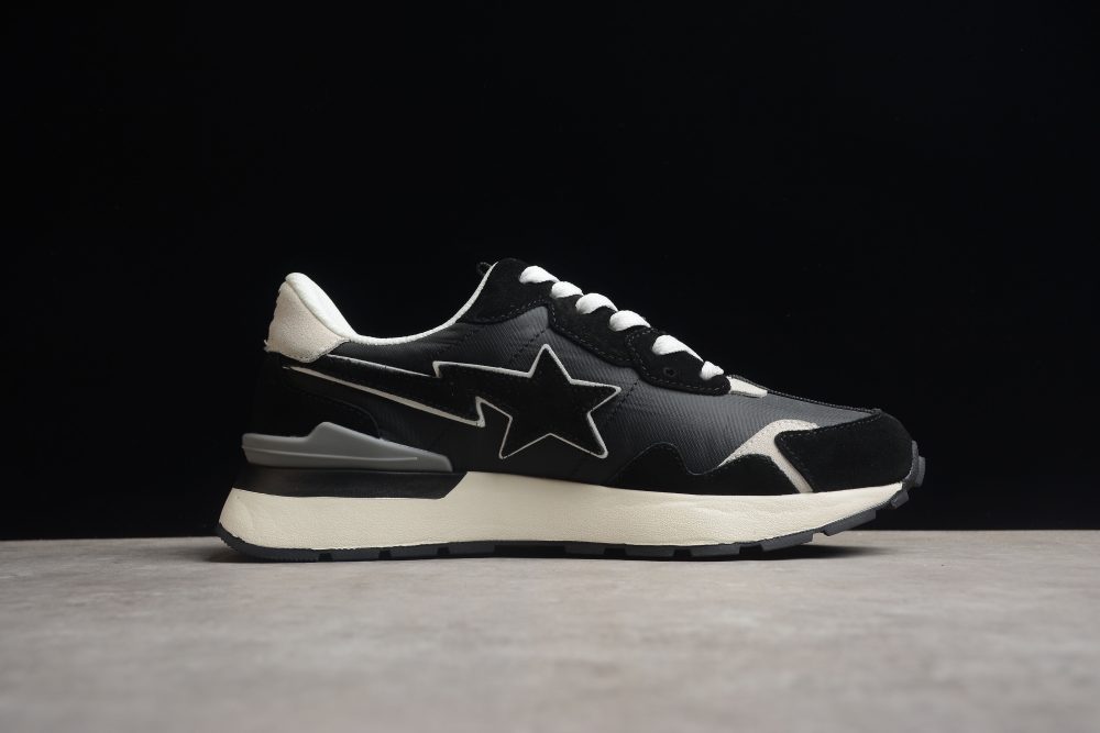 Bape Sta Retro Runner Black And White Sneakers