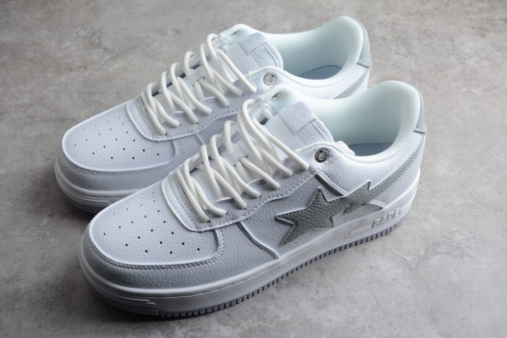 Bape Sta Low-Top Sneakers In White And Gray