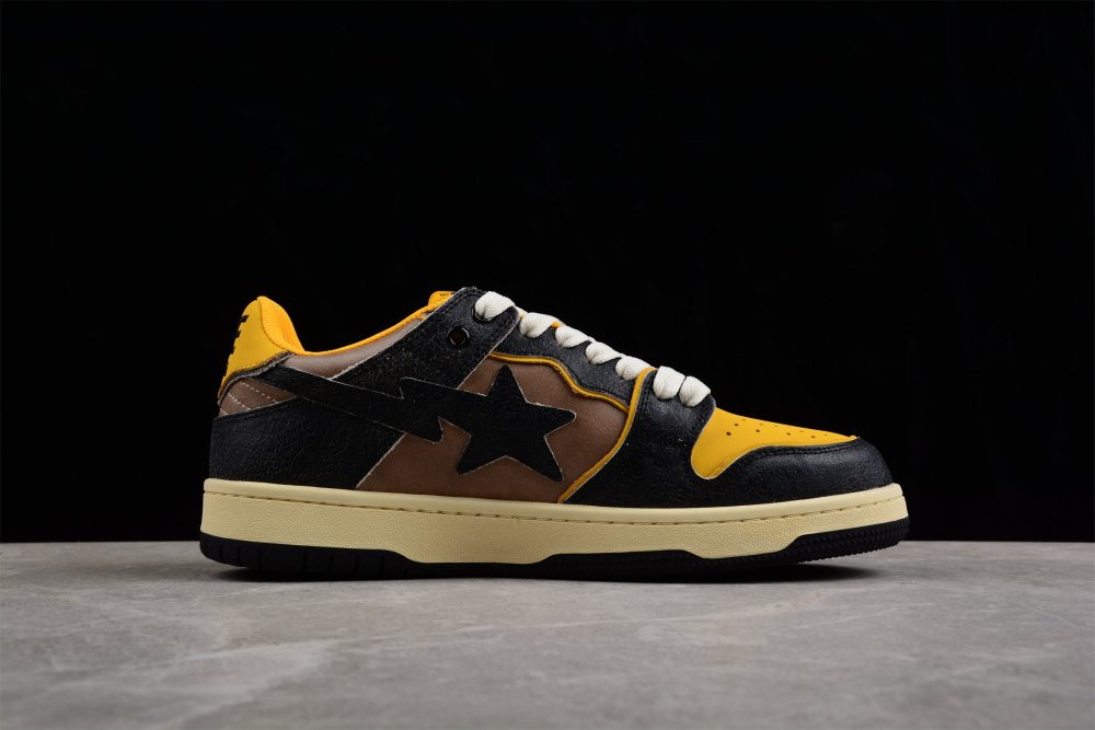 Bape Sta Low Top Sneakers In Black And Yellow