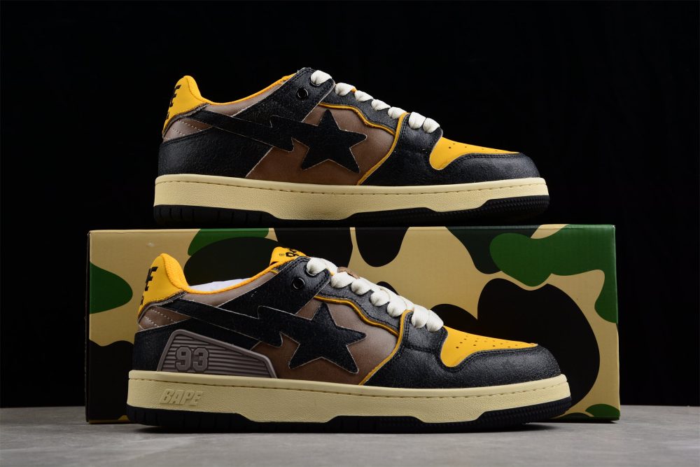 Bape Sta Low Top Sneakers In Black And Yellow