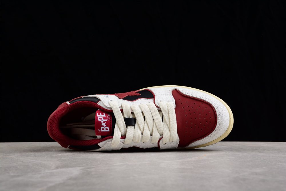 Bape Sta Low Top Sneakers In Red, White, And Black