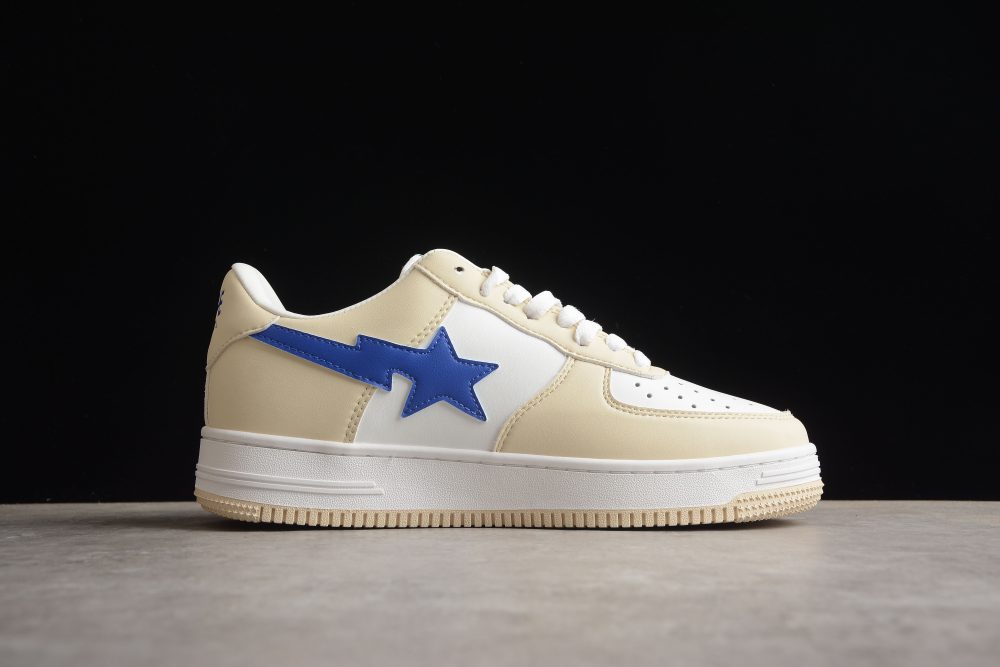 Bape Sta Low-Top Sneakers In Cream And Blue