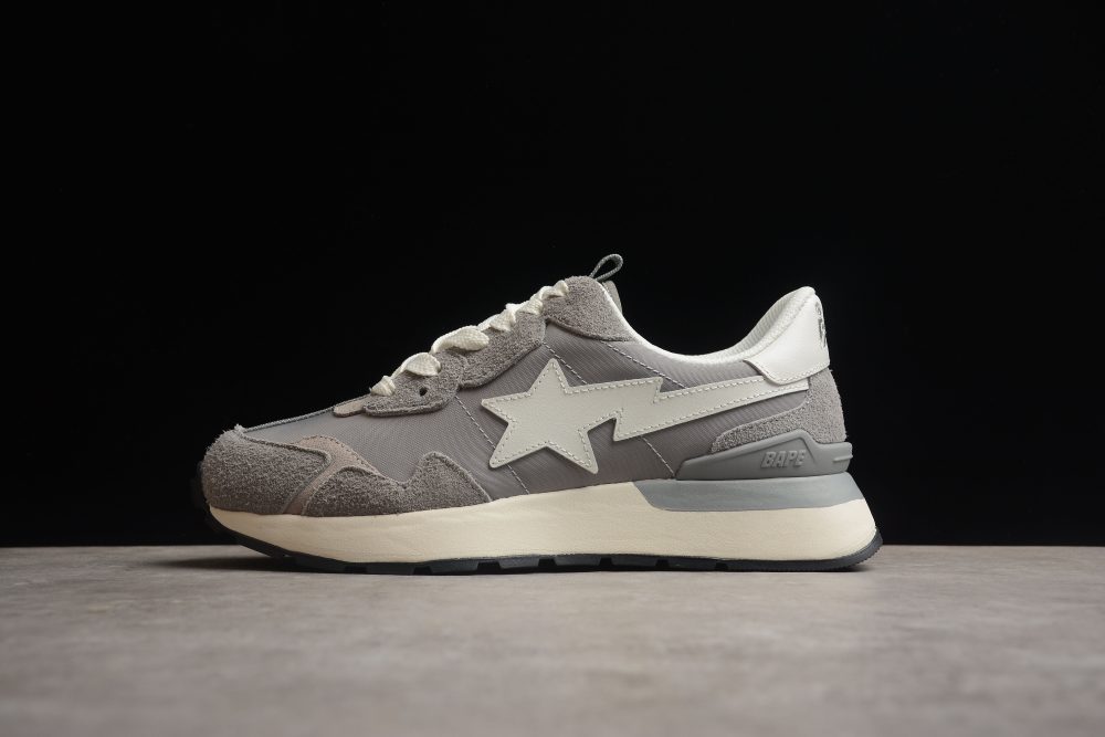 Bape Sta Runner Sneakers In Grey And White