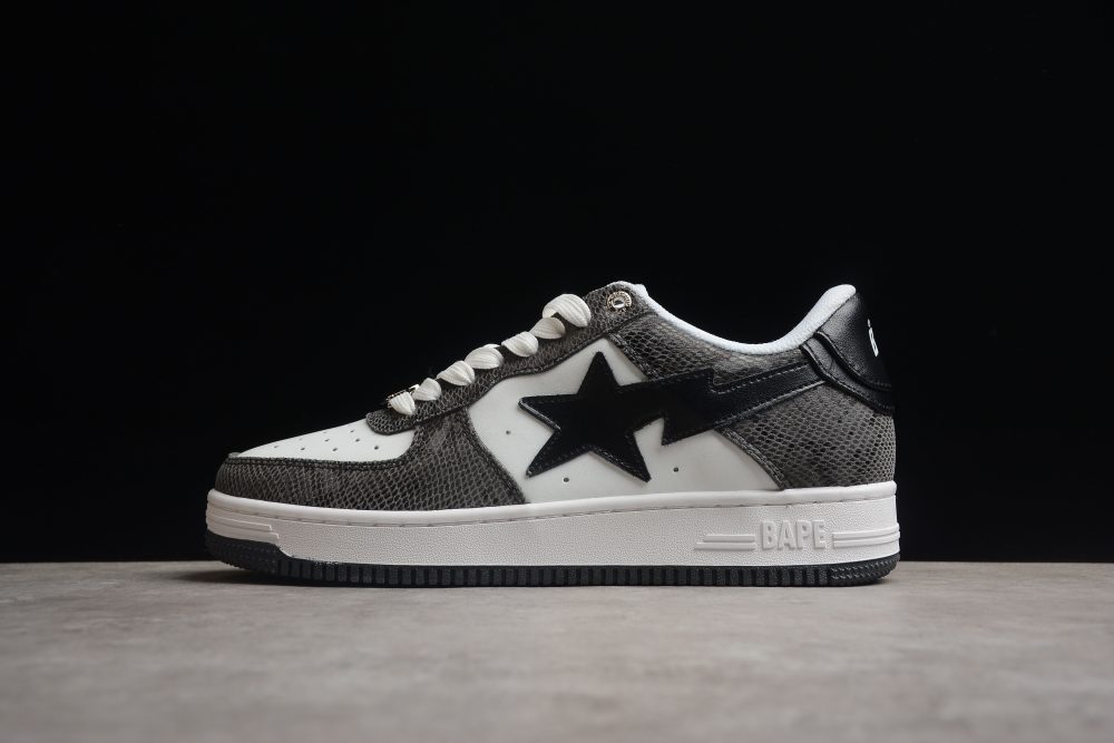 Bape Sta Low-Top Sneakers With Black Snakeskin Pattern